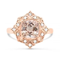10K Rose Gold Morganite & White Sapphire Ring