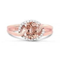 Sterling Silver Morganite & White Sapphire Ring