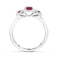 14K White Gold Ruby & Diamond Ring