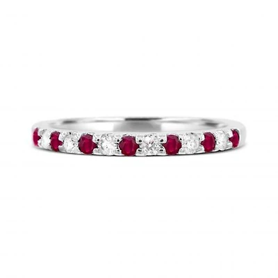 14K White Gold Ruby & Diamond Ring