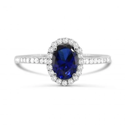 14K White Gold Sapphire & Diamond Ring