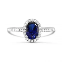 14K White Gold Sapphire & Diamond Ring