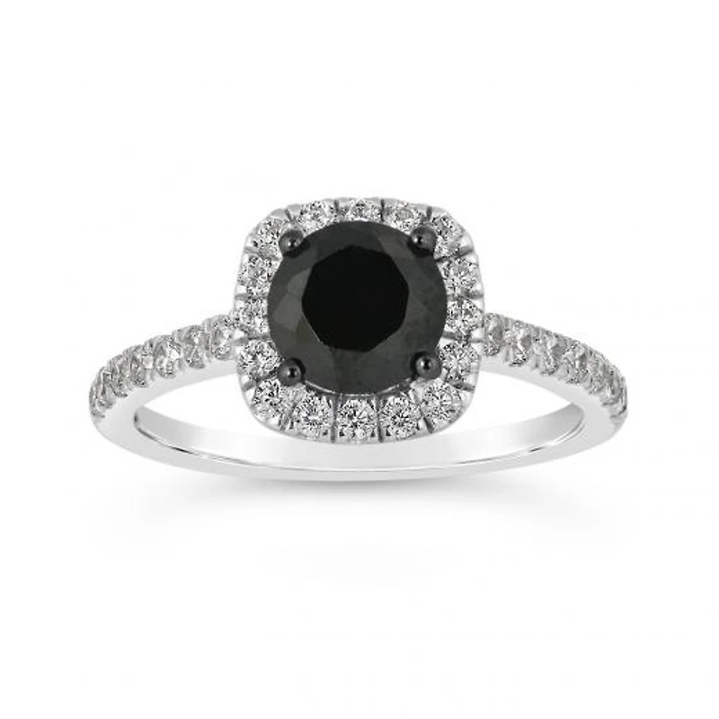 10K White Gold Black & White 1.45CTW Diamond Bridal Ring