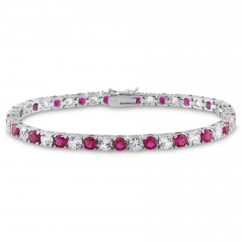 Julianna B Sterling Silver Created Ruby & Created White Sapphire Bracelet