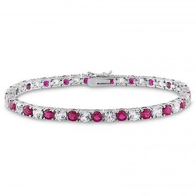 Julianna B Sterling Silver Created Ruby & Created White Sapphire Bracelet