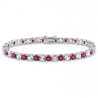 Julianna B Sterling Silver Created Ruby & Created White Sapphire Bracelet