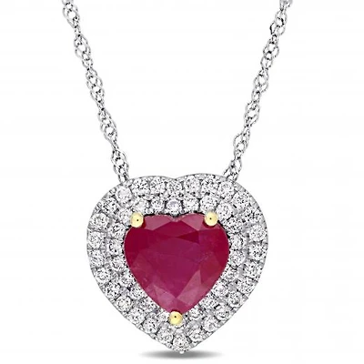 Julianna B 14K White Gold Ruby & Diamond Pendant