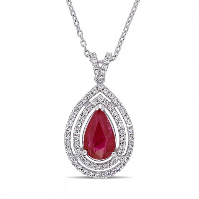 Julianna B 18K White Gold Ruby & Diamond Pendant
