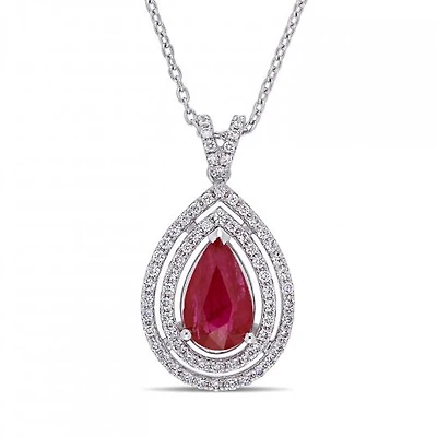 Julianna B 18K White Gold Ruby & Diamond Pendant