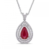 Julianna B 18K White Gold Ruby & Diamond Pendant