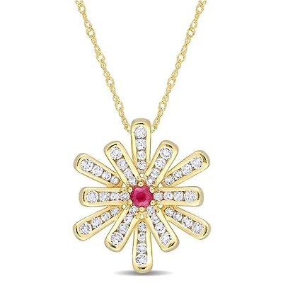Julianna B 10K Yellow Gold Ruby & White Topaz Pendant