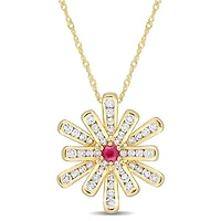 Julianna B 10K Yellow Gold Ruby & White Topaz Pendant