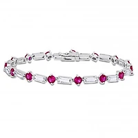Julianna B Sterling Silver Created Ruby & Created White Sapphire Bracelet