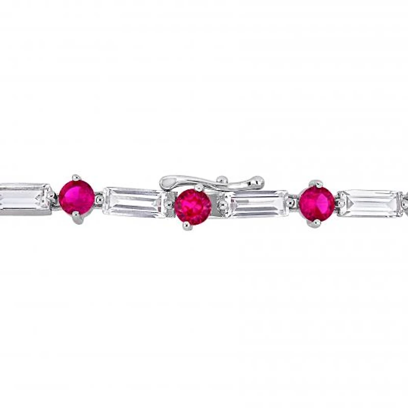 Julianna B Sterling Silver Created Ruby & Created White Sapphire Bracelet