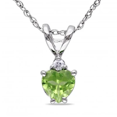 Julianna B 10K White Gold Peridot & Diamond Pendant