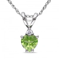 Julianna B 10K White Gold Peridot & Diamond Pendant