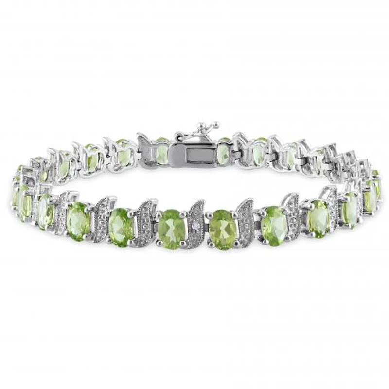 Julianna B Sterling Silver Peridot & Diamond Bracelet