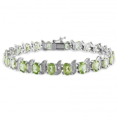 Julianna B Sterling Silver Peridot & Diamond Bracelet