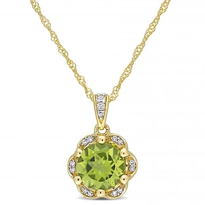 Julianna B 14K Yellow Gold Peridot & Diamond Pendant