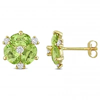 Julianna B 14K Yellow Gold Peridot & Diamond Earrings