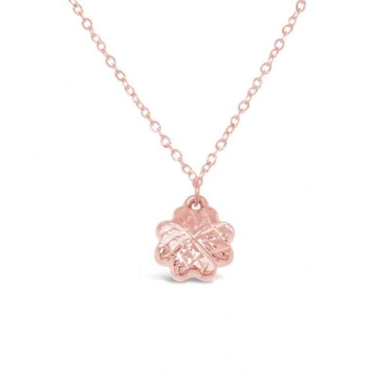 10K Rose Gold 18" Clover Diamond Cut Necklace