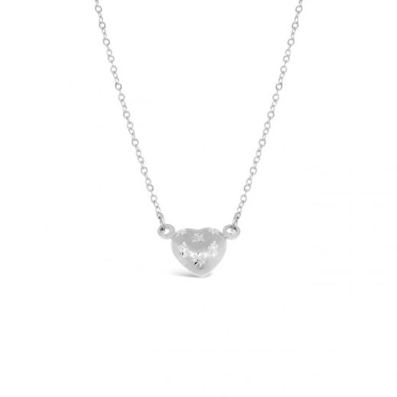 10K White Gold 18" Heart Diamond Cut Necklace
