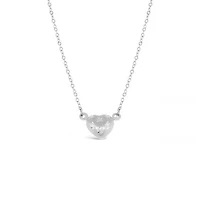 10K White Gold 18" Heart Diamond Cut Necklace