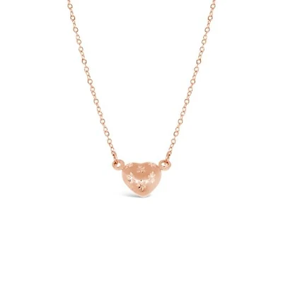 10K Rose Gold 18" Heart Diamond Cut Necklace
