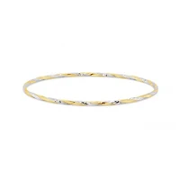 10K Yellow and White Gold 65mm Twisted Slip-On Bangle