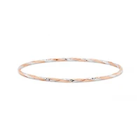 10K Rose and White Gold 65mm Twisted Slip-On Bangle