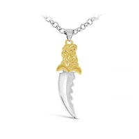Sterling Silver Sawtooth Dagger Pendant with 24" Rolo Chain