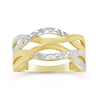 10K Yellow and White Gold Celtic Diamond Cut Ring