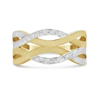 10K Yellow and White Gold Celtic Diamond Cut Ring