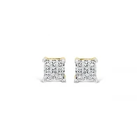 10K Yellow Gold Princessa 0.25CTW Diamond Earrings