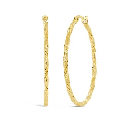 10K Yellow Gold 30mm Twisted Hoops