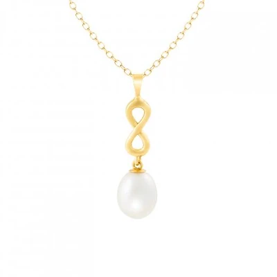 10K Yellow Gold 7-8mm Pearl Infinity Pendant