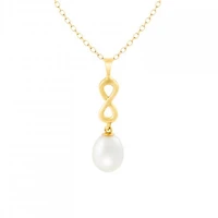 10K Yellow Gold 7-8mm Pearl Infinity Pendant