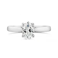14K White Gold Oval Cut Diamond Solitaire Ring 1.00CT I2/I