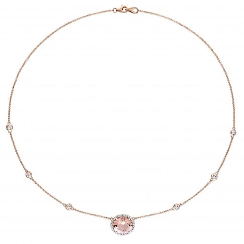 Julianna B 14K Rose Gold Morganite, White Sapphire & Diamond Necklace