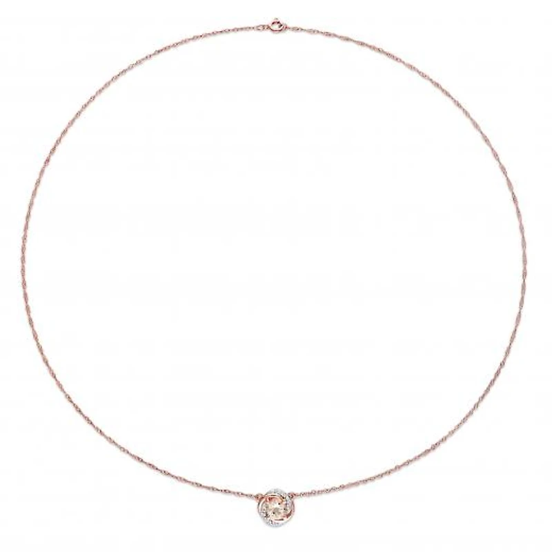Julianna B 10K Rose Gold Morganite & Diamond Necklace