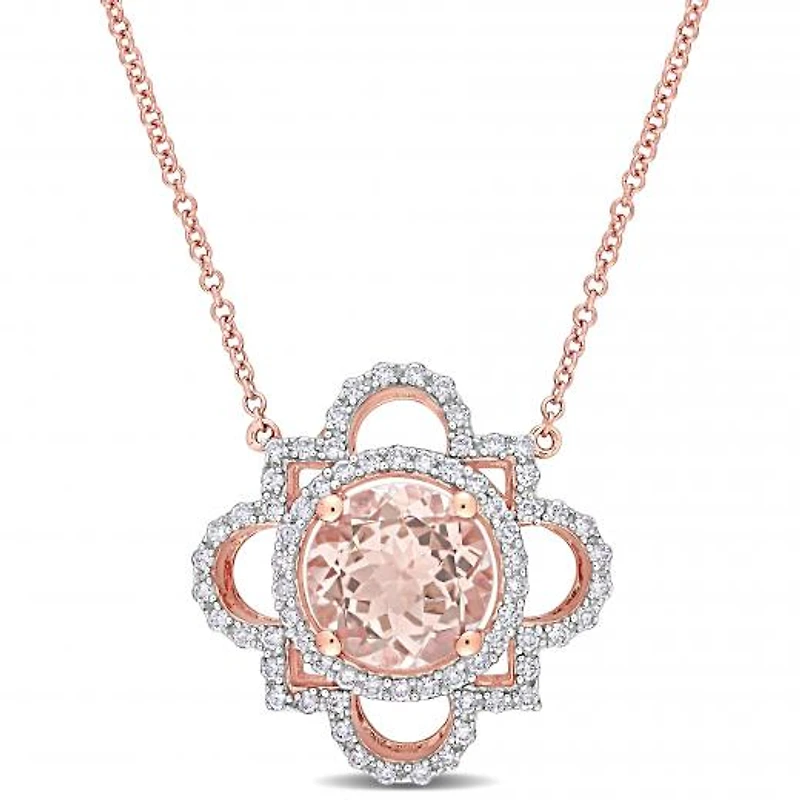 Julianna B 14K Rose Gold Morganite & Diamond Necklace