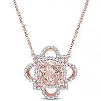 Julianna B 14K Rose Gold Morganite & Diamond Necklace