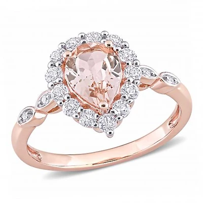 Julianna B 10K Rose Gold Morganite, White Topaz & Diamond Ring