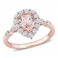 Julianna B 10K Rose Gold Morganite, White Topaz & Diamond Ring