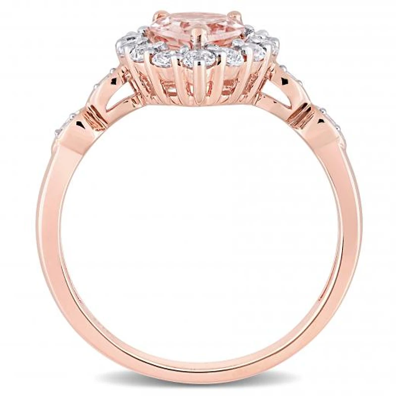 Julianna B 10K Rose Gold Morganite, White Topaz & Diamond Ring