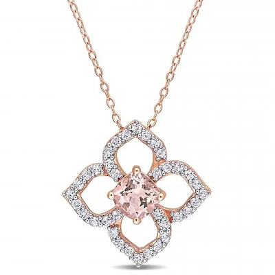 Julianna B Sterling Silver Morganite & White Topaz Necklace