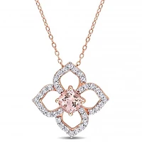 Julianna B Sterling Silver Morganite & White Topaz Necklace