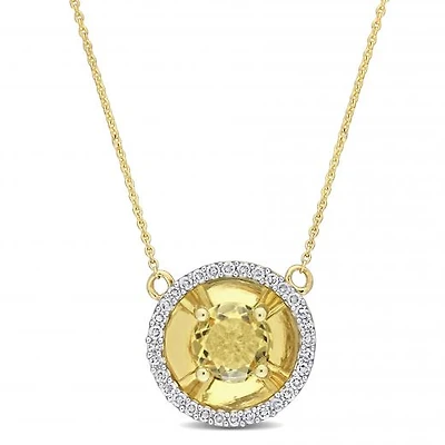 Julianna B 10K Yellow Gold Citrine & Diamond Fashion Pendant