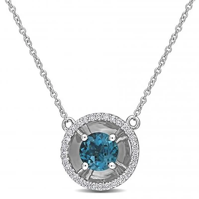 Julianna B 10K White Gold London Blue Topaz & Diamond Fashion Pendant