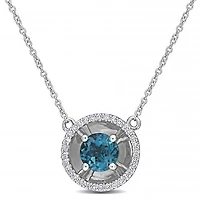 Julianna B 10K White Gold London Blue Topaz & Diamond Fashion Pendant